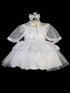 Tip Top Kids Baby Girls White Organza Overlay Off-Shoulder Baptism Gown NB-24M - SophiasStyle.com