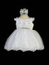 Tip Top Kids Baby Girls White Tulle Lace Applique Trim Cape Baptism Dress NB-24M - SophiasStyle.com