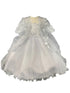 Tip Top Kids Little Girls White Long Sleeve Embroidered Baptism Gown 2-6 - SophiasStyle.com