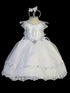 Tip Top Kids Little Girls White Metallic Lace Cape Headband Baptism Gown 2-6 - SophiasStyle.com