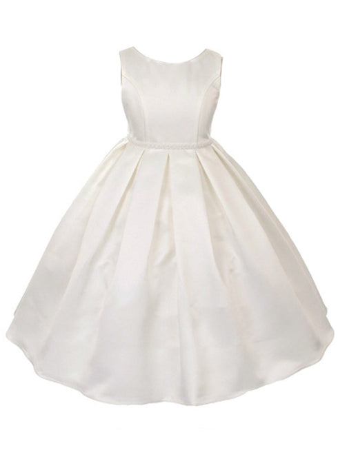 Big Girls Ivory Pearl Trim Classic Pleated Plus Size Communion Dress 16.5-20.5 - SophiasStyle.com