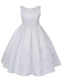 Kids Dream Big Girls White Pearl Trim Classic Pleated Communion Dress 8-14 - SophiasStyle.com