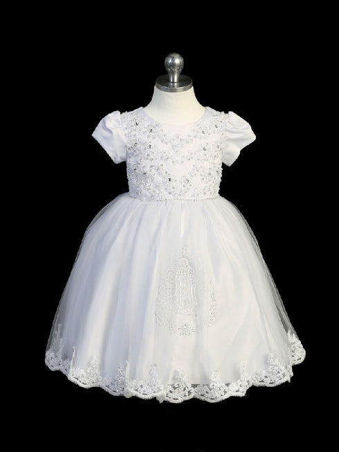 Tip Top Kids Baby Girls Cap Sleeve Lace Cape Bonnet Baptism Dress 6-12M - SophiasStyle.com