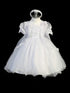 Tip Top Kids Little Girls Puff Sleeve Lace Cape Baptism Dress 2-6 - SophiasStyle.com