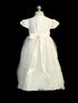 Little Girls Ivory 3D Flower Diamond Cape Sleeve Bonnet Baptism Gown Newborn-3 - SophiasStyle.com