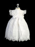Little Girls White 3D Flower Tulle Flutter Sleeve Bonnet Baptism Gown Newborn-3 - SophiasStyle.com
