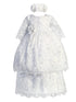 Baby Girls White Sequin Flower Lace Tunic Overlay Headband Baptism Gown S-L - SophiasStyle.com
