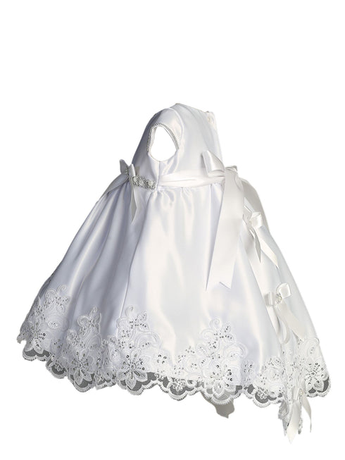 Tip Top Kids Girls Infant White Virgin Mary Embroidery Bonnet Gown Baptism Outfit, Sizes 0-24M - SophiasStyle.com