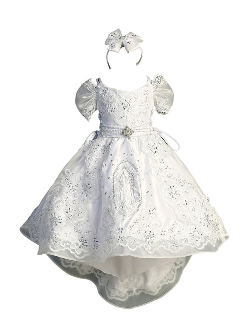 Tip Top Kids Girls White Back Train Headband Baptism Gown Outfit, Sizes 0-6 - SophiasStyle.com