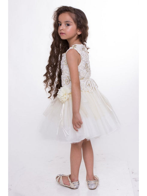 Petite Adele Girls Ivory Sequin Mesh Tutu Charlotte Flower Girl Dress 2-8 - SophiasStyle.com
