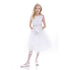 Petite Adele Big Girls White Satin Sequin Tulle Junior Bridesmaid Dress 8-16 - SophiasStyle.com