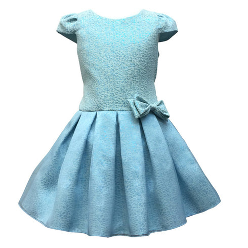 Petite Adele Little Girls Blue Organza Overlay Pleated Flower Girl Dress 2-6 - SophiasStyle.com