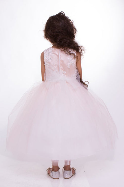 Petite Adele Baby Girls Blush Silk Rhinestone Belt Flower Girl Dress 6-24M - SophiasStyle.com