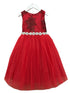 Petite Adele Little Girls Red Silk Rhinestone Belt Tulle Christmas Dress 2-6 - SophiasStyle.com