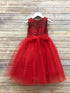 Petite Adele Big Girls Red Silk Rhinestone Belt Tulle Christmas Dress 8-12 - SophiasStyle.com