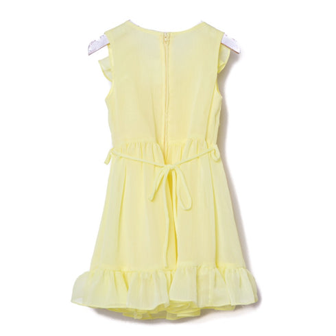 Petite Adele Little Girls Yellow Tiered Chiffon Ruffled Easter Dress 2-6 - SophiasStyle.com