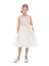 Petite Adele Little Girls Ivory Sequin Charmeuse Bow Flower Girl Dress 2-6 - SophiasStyle.com