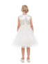 Petite Adele Big Girls Ivory Sequin Charmeuse Bow Junior Bridesmaid Dress 8-12 - SophiasStyle.com