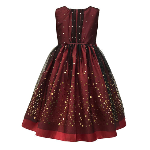 Petite Adele Big Girls Burgundy Taffeta Mesh Sequined Occasion Dress 8-12 - SophiasStyle.com