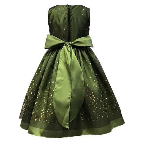 Petite Adele Big Girls Green Taffeta Mesh Sequined Occasion Dress 8-12 - SophiasStyle.com