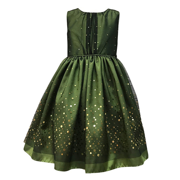 Petite Adele Big Girls Green Taffeta Mesh Sequined Occasion Dress 8-12 - SophiasStyle.com