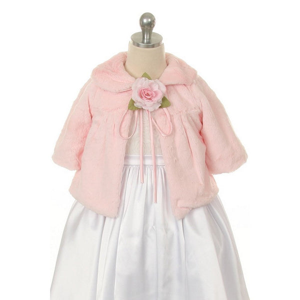 Kids Dream Pink Faux Special Occasion Half Coat Girls 4-10 - SophiasStyle.com