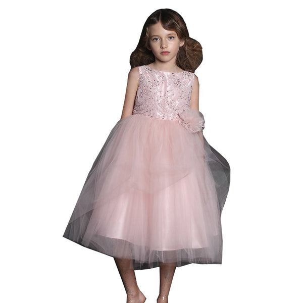 Petite Adele Big Girls Blush Beads Embroidery Luxurious Flower Girl Dress 8-12 - SophiasStyle.com