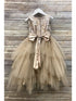 Petite Adele Little Girls Champagne Sequin Tiered Tutu Flower Girl Dress 2-6 - SophiasStyle.com