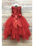 Petite Adele Big Girls Red Sequin Tiered Tutu Junior Bridesmaid Dress 8-12 - SophiasStyle.com