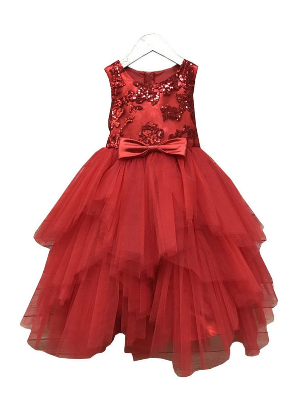 Petite Adele Little Girls Red Sequin Tiered Tutu Flower Girl Dress 2-6 - SophiasStyle.com