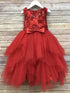 Petite Adele Big Girls Red Sequin Tiered Tutu Junior Bridesmaid Dress 8-12 - SophiasStyle.com