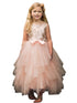 Petite Adele Little Girls Blush Sequin Tiered Tutu Flower Girl Dress 2-6 - SophiasStyle.com