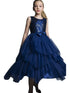 Petite Adele Little Girls Navy Sequin Tiered Tutu Flower Girl Dress 2-6 - SophiasStyle.com