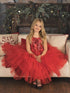 Petite Adele Big Girls Red Sequin Tiered Tutu Junior Bridesmaid Dress 8-12 - SophiasStyle.com