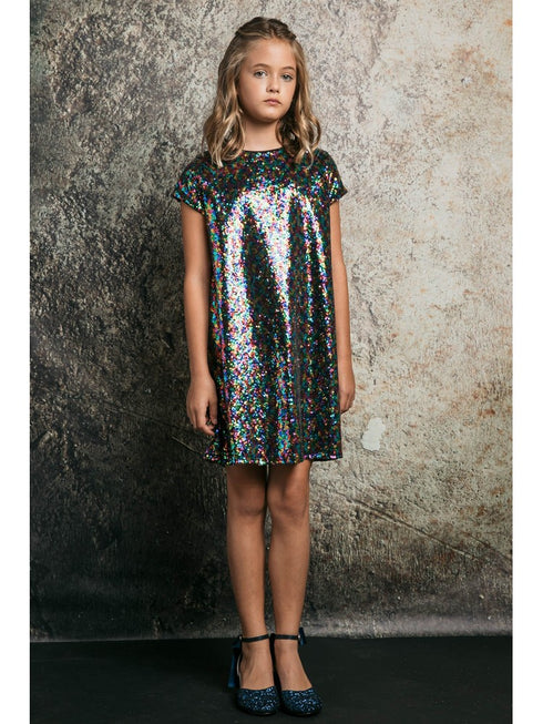 Petite Adele Big Girls Rainbow Sequin Shift Special Occasion Dress 8-12 - SophiasStyle.com