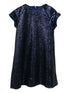 Little Girls Navy Sparkle Sequin Katy Short Sleeve Shift Party Dress 2-6 - SophiasStyle.com