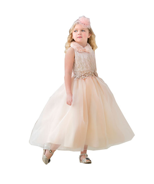 Petite Adele Little Girls Blush Satin Organza Sleeveless Easter Dress 2-8 - SophiasStyle.com