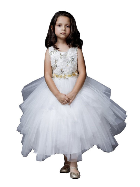 Petite Adele Big Girls Ivory Sequin Tiered Sonia Junior Bridesmaid Dress 8-12 - SophiasStyle.com