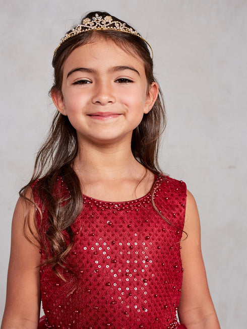 Tip Top Kids Girls Multi Color Rhinestone Flowers Tiara - SophiasStyle.com