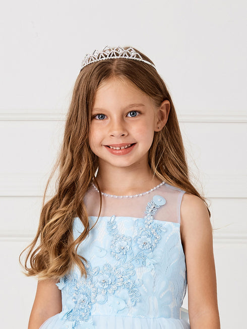 Tip Top Kids Girls Silver Rhinestone Petals Tiara - SophiasStyle.com