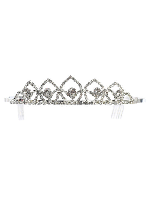 Tip Top Kids Girls Silver Rhinestone Petals Tiara - SophiasStyle.com