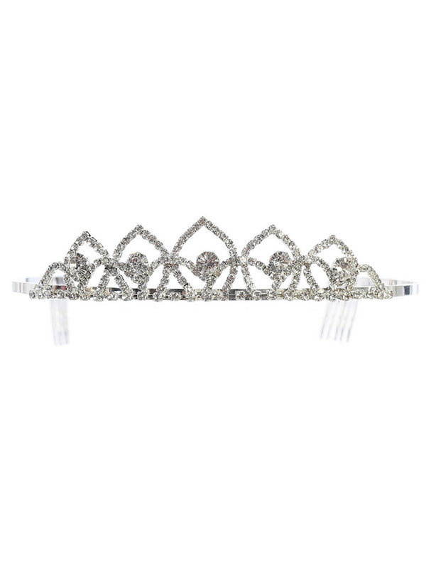 Tip Top Kids Girls Silver Rhinestone Petals Tiara - SophiasStyle.com