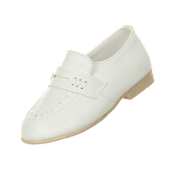 Rain Kids Boys White Front Detailing Quality Dress Shoes 3-4 Baby - SophiasStyle.com