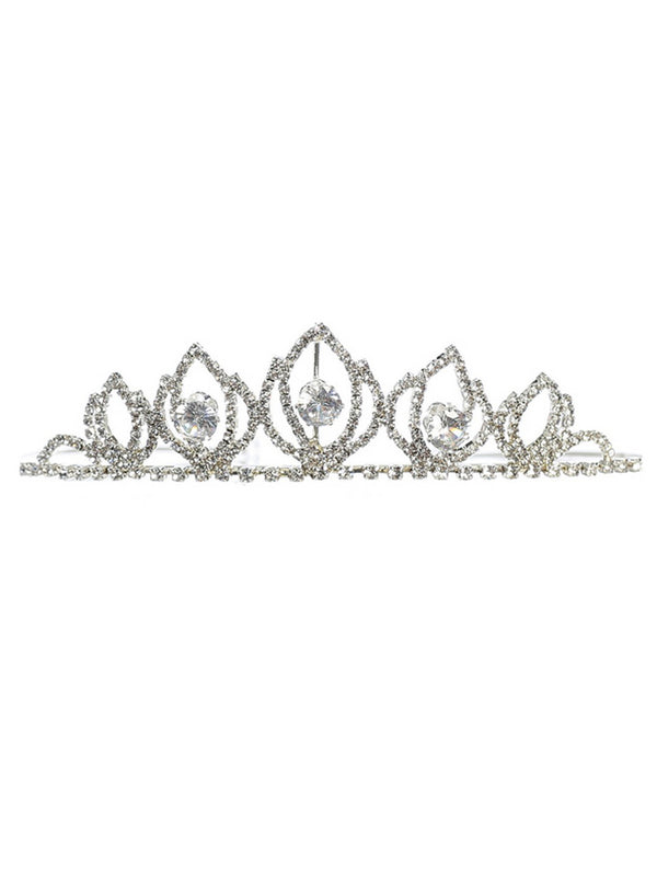 Tip Top Kids Girls Silver Rhinestone Flower Tiara - SophiasStyle.com