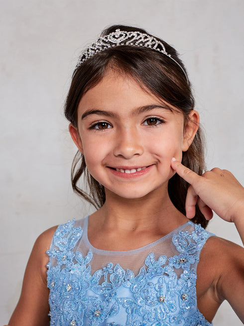 Tip Top Kids Girls Silver Rhinestone Hearts Tiara - SophiasStyle.com