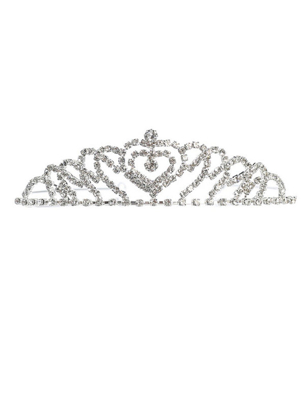 Tip Top Kids Girls Silver Rhinestone Hearts Tiara - SophiasStyle.com