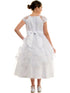 Petite Adele Girls White Embroidered Overlay Cap Sleeve First Communion Dress, Sizes 2-20 - SophiasStyle.com