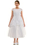 Petite Adele Girls White Embroidered Overlay Cap Sleeve First Communion Dress, Sizes 2-20 - SophiasStyle.com