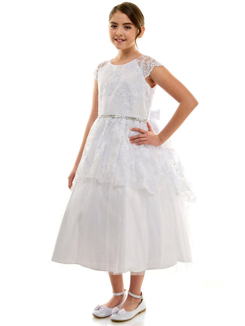 Petite Adele Little Girls White Multi Layered Embroidered Dress 2-6 - SophiasStyle.com