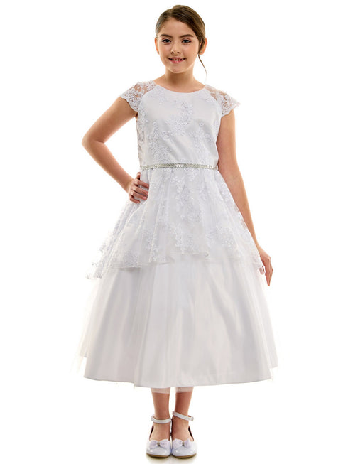 Petite Adele Little Girls White Multi Layered Embroidered Dress 2-6 - SophiasStyle.com